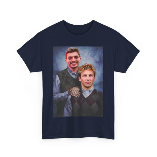 Max Verstappen & Liam Lawson Step Brothers T-Shirt | Red Bull Racing Duo | Funny F1 Fan Tee | Formula 1 Gift Funny Unisex Heavy Cotton Tee - Image 43