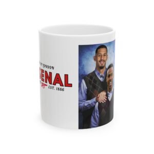 Alternative view of Arsenal Mug – Gabriel Magalhães & William Saliba Step Brothers – Retro Football Fan Coffee Cup Gift