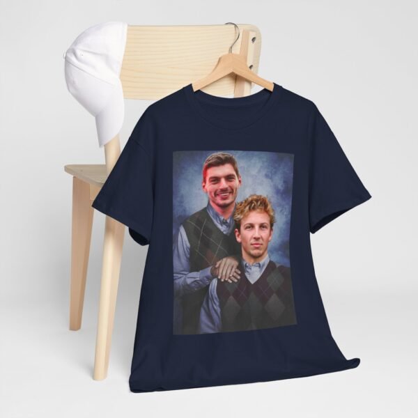 Max Verstappen & Liam Lawson Step Brothers T-Shirt | Red Bull Racing Duo | Funny F1 Fan Tee | Formula 1 Gift Funny Unisex Heavy Cotton Tee - Image 45