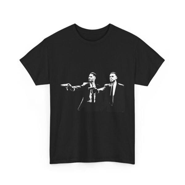 William Saliba and Gabriel Magalhães Pulp Fiction Style T-Shirt |  Arsenal FC Shirt | The Gunners | Saliba arsenal |Unisex Heavy Cotton Tee - Image 3