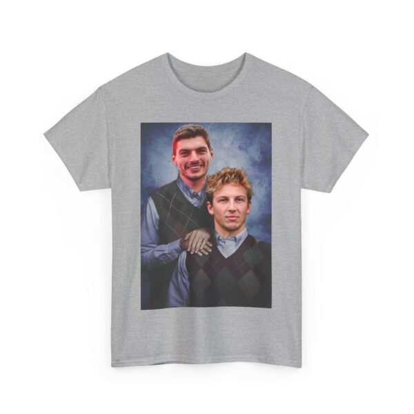 Max Verstappen & Liam Lawson Step Brothers T-Shirt | Red Bull Racing Duo | Funny F1 Fan Tee | Formula 1 Gift Funny Unisex Heavy Cotton Tee - Image 23