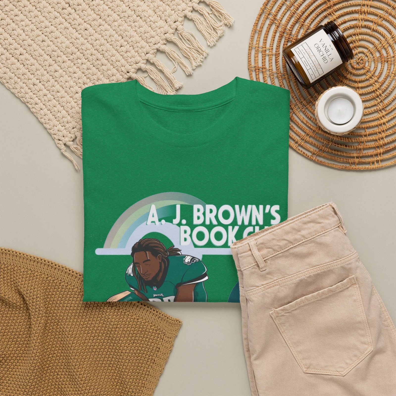 AJ Brown Philadelphia Eagles t shirt | NFL Fan Apparel | AJ's Book Club Crewneck Sweatshirt, vintage philadelphia shirt Heavy Cotton Tee - Image 6