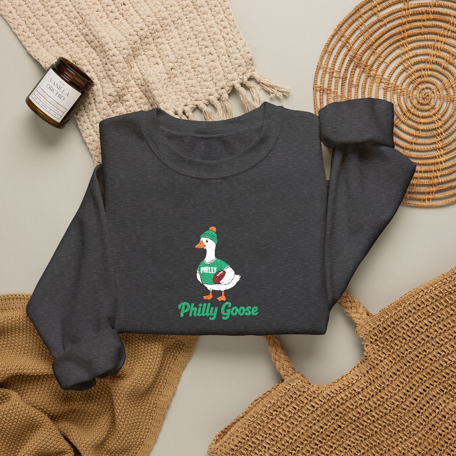 Philly Goose Embroidered Sweatshirt – Philadelphia Football Crewneck, Funny Goose Game Day Pullover, Cozy Green Philly Fan Gift for Men & Women - Image 59