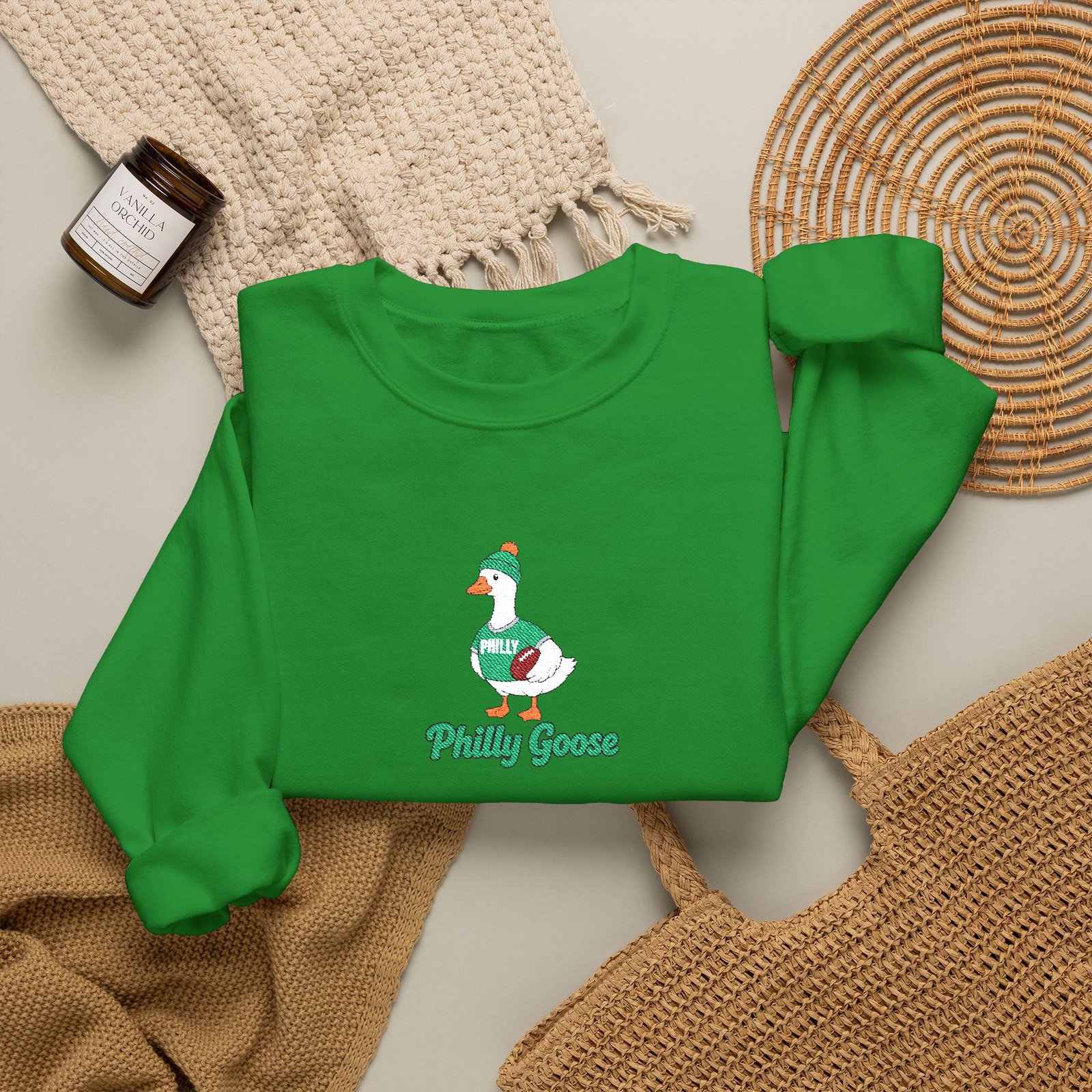Philly Goose Embroidered Sweatshirt – Philadelphia Football Crewneck, Funny Goose Game Day Pullover, Cozy Green Philly Fan Gift for Men & Women - Image 52