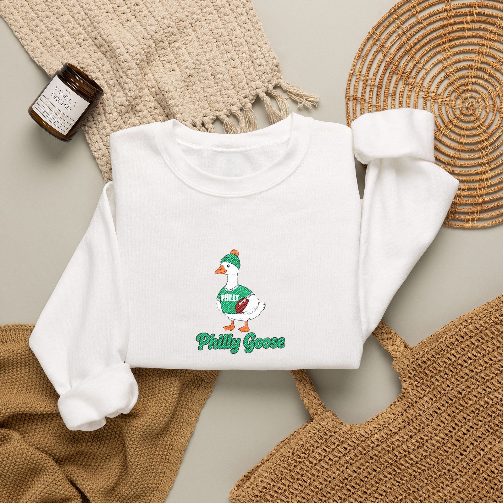 Philly Goose Embroidered Sweatshirt – Philadelphia Football Crewneck, Funny Goose Game Day Pullover, Cozy Green Philly Fan Gift for Men & Women - Image 10