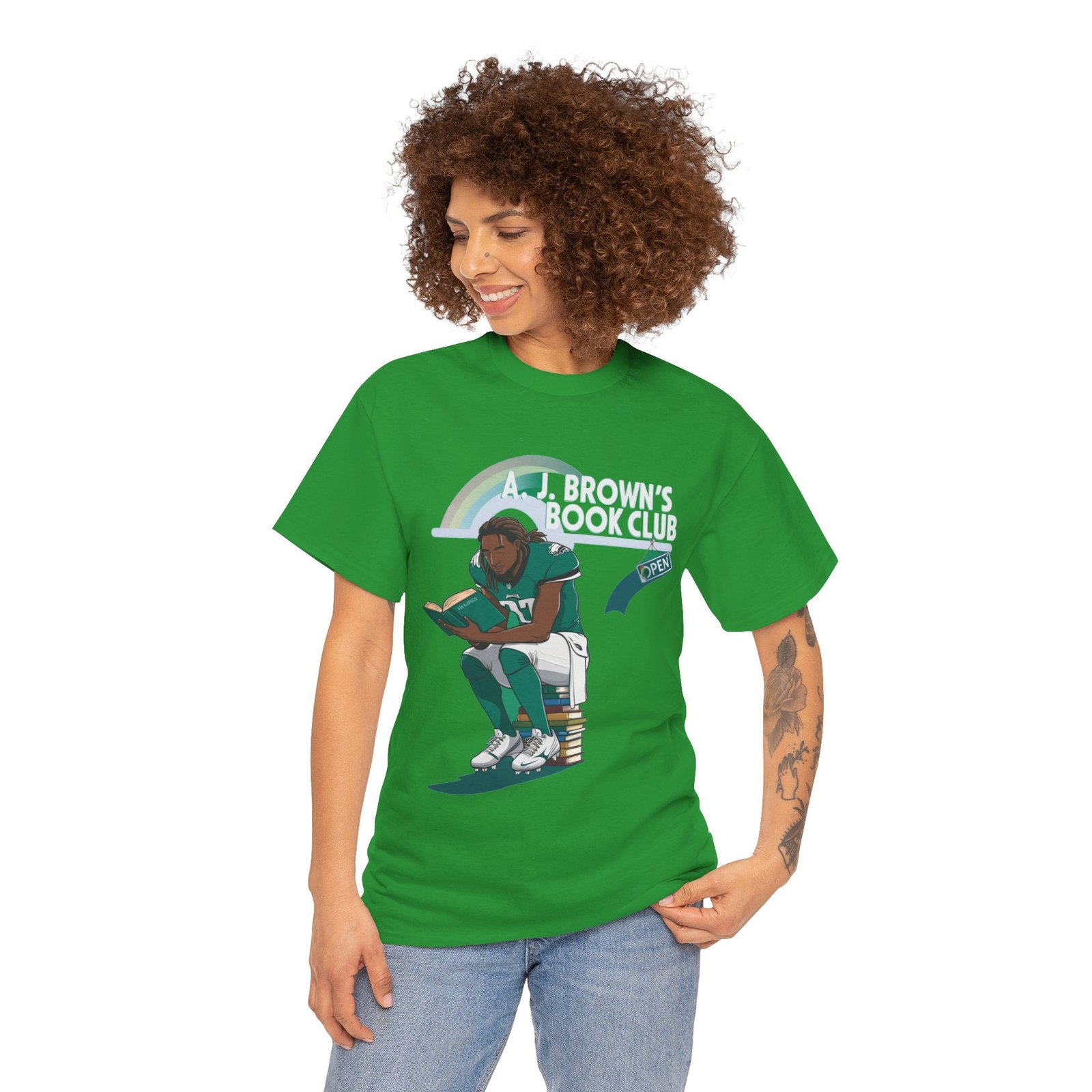AJ Brown Philadelphia Eagles t shirt | NFL Fan Apparel | AJ's Book Club Crewneck Sweatshirt, vintage philadelphia shirt Heavy Cotton Tee - Image 14