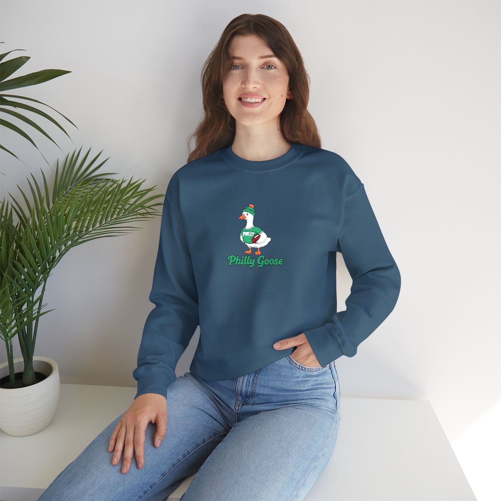 Philly Goose Embroidered Sweatshirt – Philadelphia Football Crewneck, Funny Goose Game Day Pullover, Cozy Green Philly Fan Gift for Men & Women - Image 6