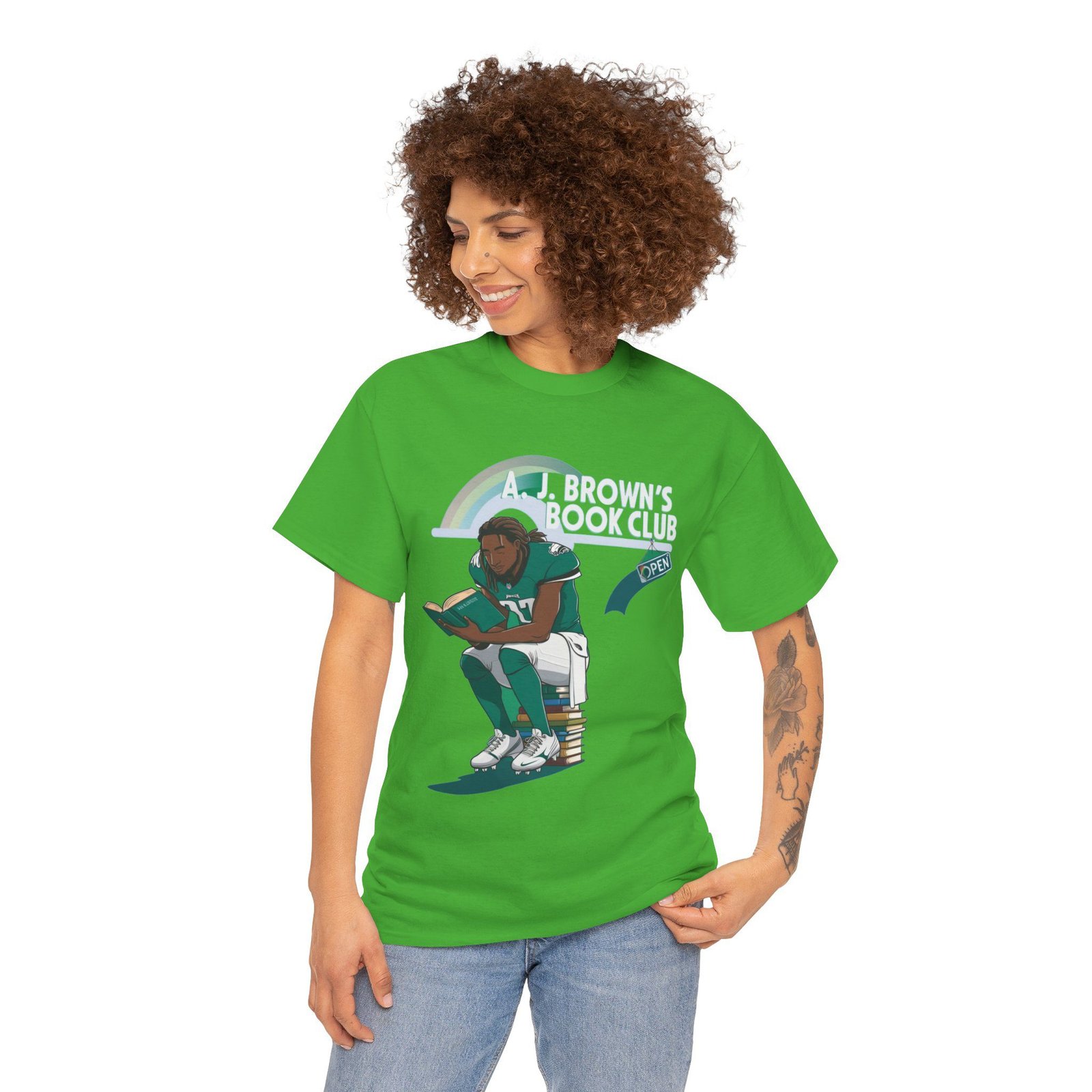 AJ Brown Philadelphia Eagles t shirt | NFL Fan Apparel | AJ's Book Club Crewneck Sweatshirt, vintage philadelphia shirt Heavy Cotton Tee - Image 20