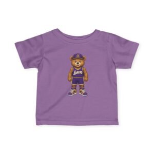 Alternative view of Lakers Teddy Bear Kids T Shirt | Los Angeles Basketball Shirt | Cute Bear Tee | Lakers Fan Gift | Kids Sports Shirt | Basketball Gift