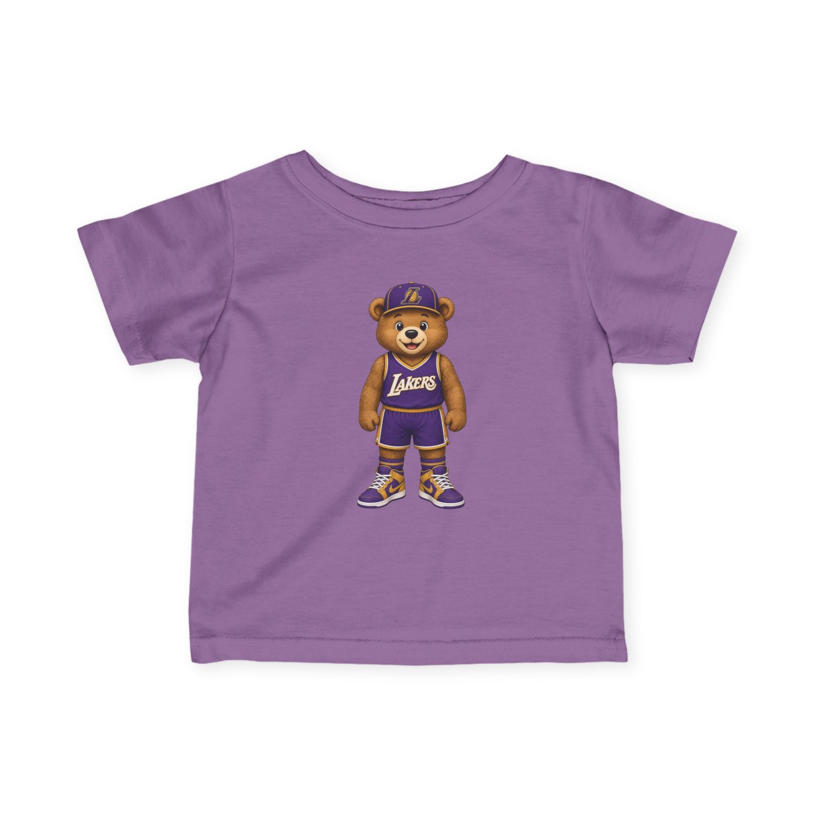 Lakers Teddy Bear Kids T Shirt | Los Angeles Basketball Shirt | Cute Bear Tee | Lakers Fan Gift | Kids Sports Shirt | Basketball Gift - Image 2