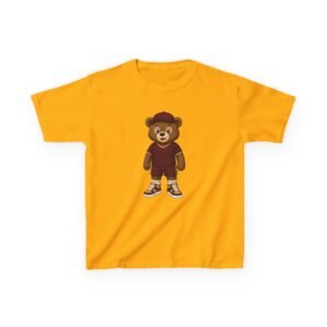 Washington Football Teddy Bear Kids T Shirt | Red Gold Football Bear Tee | Kids Football Fan Shirt | Kids (XS–XL)