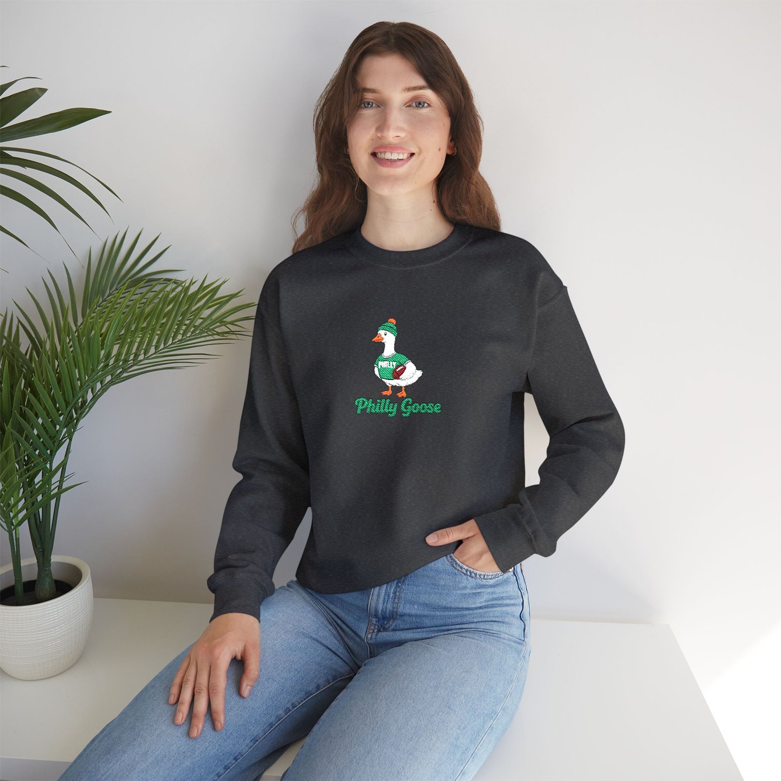 Philly Goose Embroidered Sweatshirt – Philadelphia Football Crewneck, Funny Goose Game Day Pullover, Cozy Green Philly Fan Gift for Men & Women - Image 62