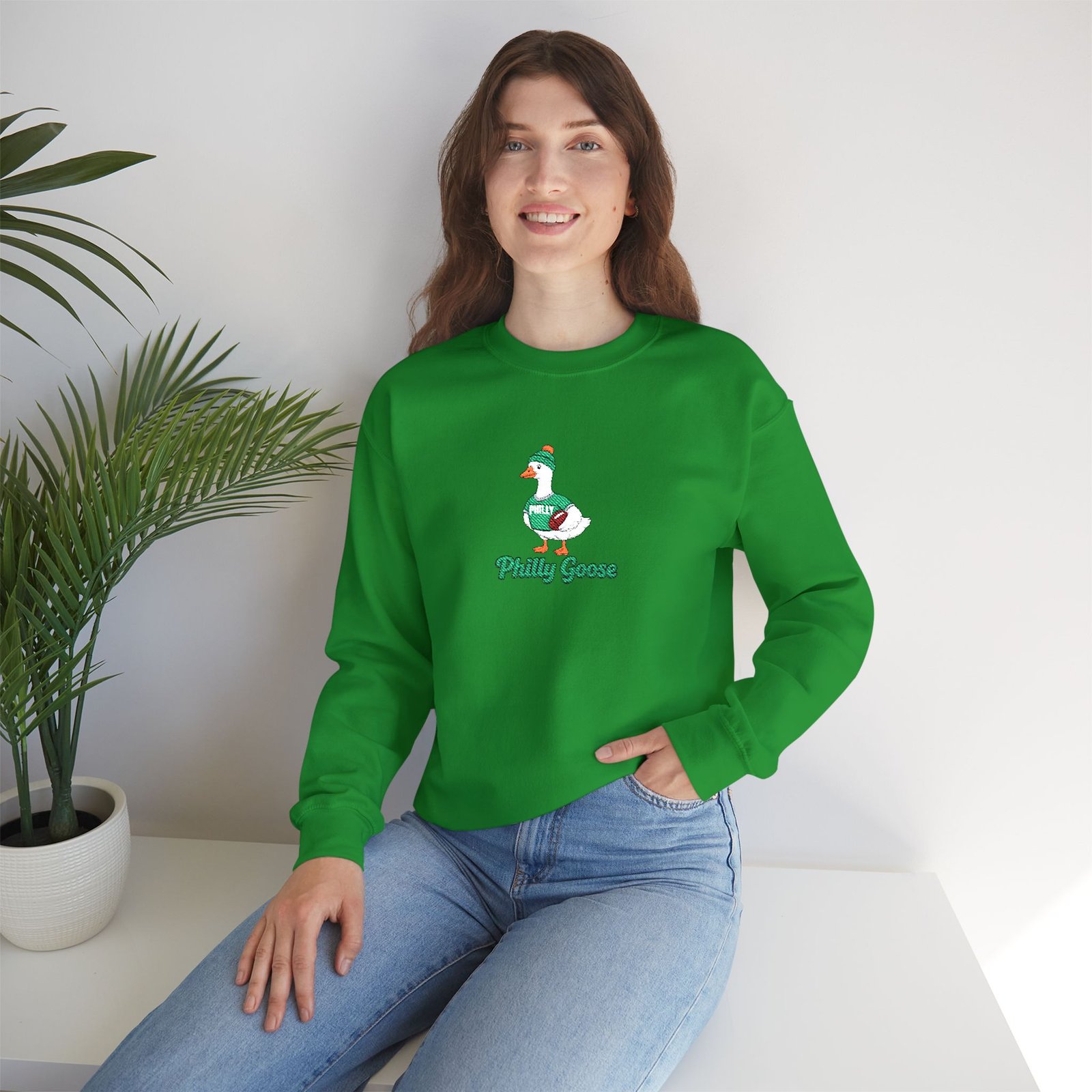 Philly Goose Embroidered Sweatshirt – Philadelphia Football Crewneck, Funny Goose Game Day Pullover, Cozy Green Philly Fan Gift for Men & Women - Image 55