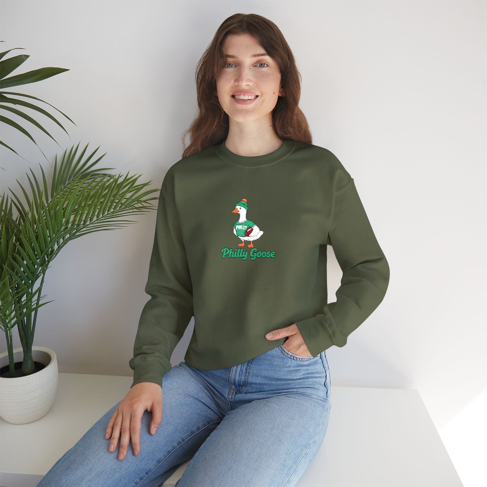Philly Goose Embroidered Sweatshirt – Philadelphia Football Crewneck, Funny Goose Game Day Pullover, Cozy Green Philly Fan Gift for Men & Women - Image 48