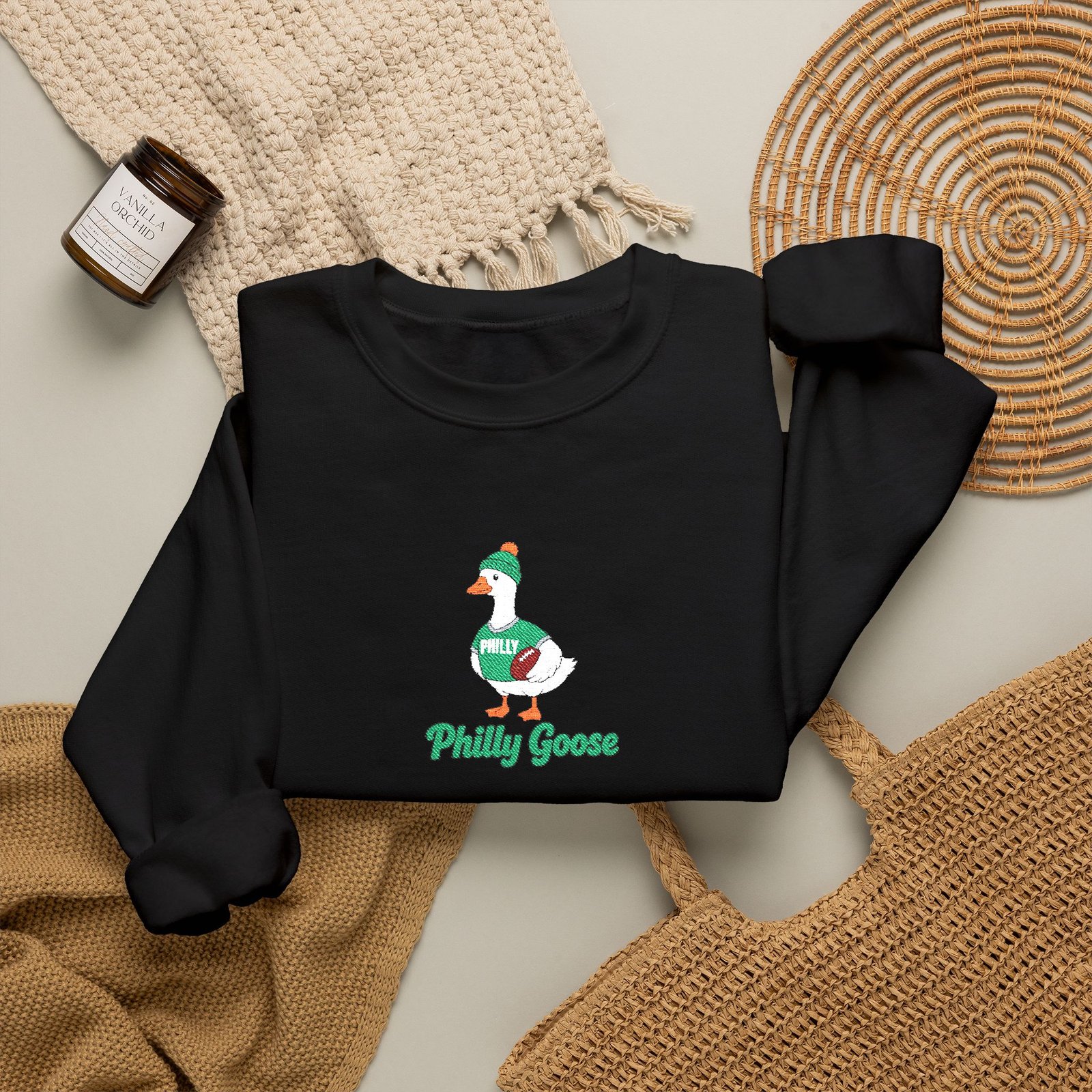 Philly Goose Embroidered Sweatshirt – Philadelphia Football Crewneck, Funny Goose Game Day Pullover, Cozy Green Philly Fan Gift for Men & Women - Image 24