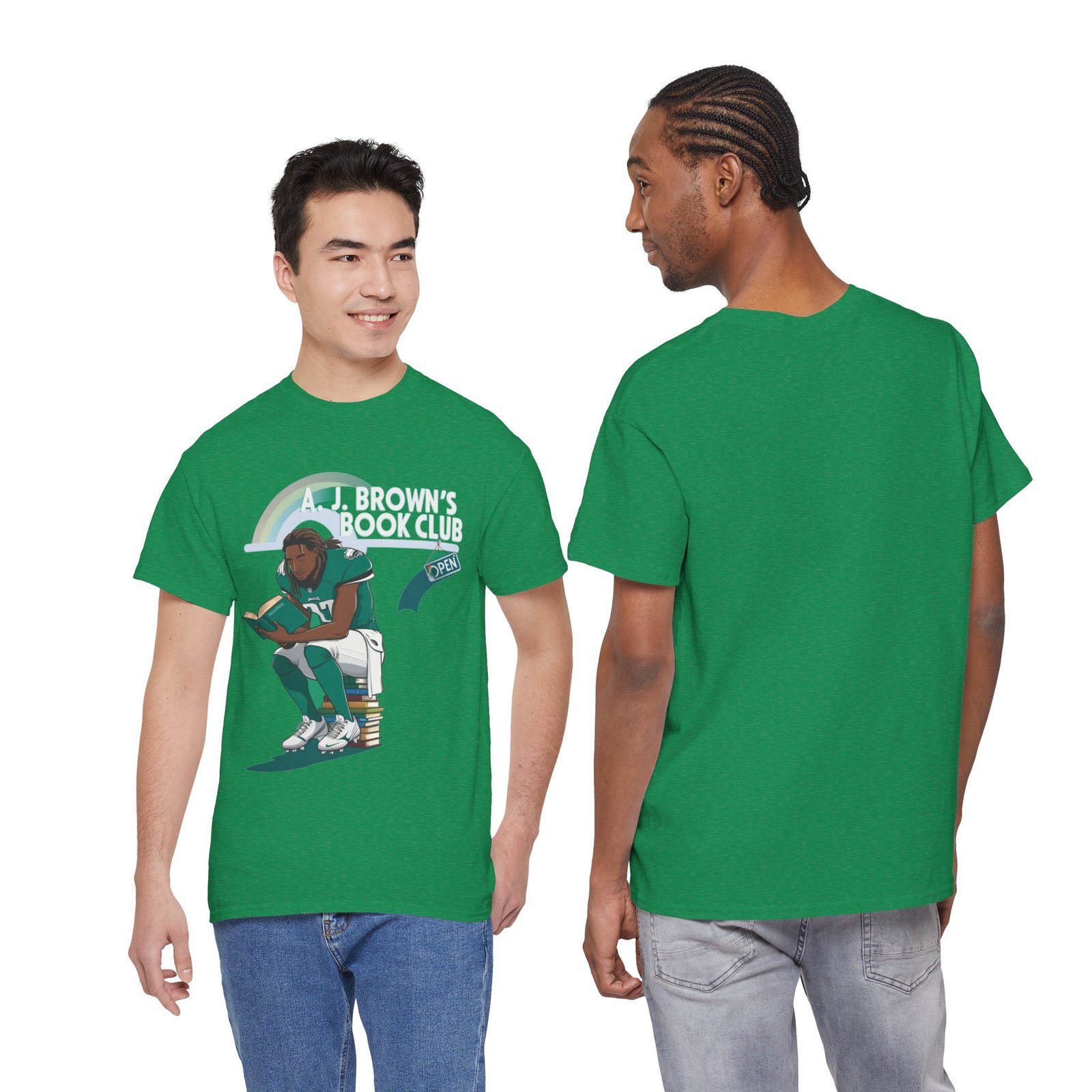 AJ Brown Philadelphia Eagles t shirt | NFL Fan Apparel | AJ's Book Club Crewneck Sweatshirt, vintage philadelphia shirt Heavy Cotton Tee - Image 2