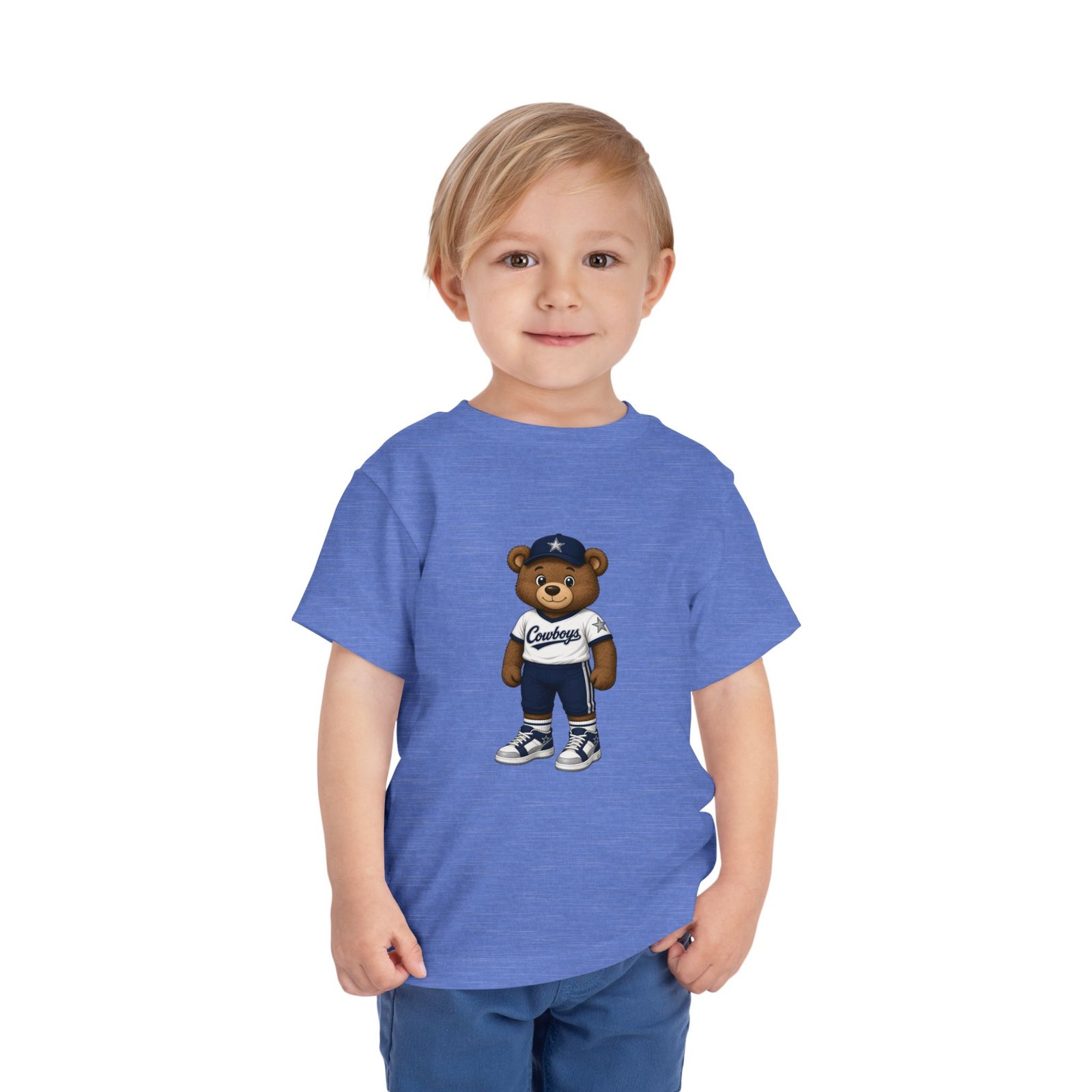Cowboys Teddy Bear Kids T Shirt | Dallas Football Shirt | Cute Bear Tee | Cowboys Fan Gift | Toddler (2T–5/6T) - Image 2