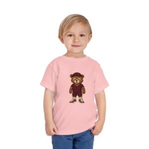 Alternative view of Washington Football Teddy Bear Kids T Shirt | Red Gold Football Bear Tee | Kids Football Fan Shirt | Toddler (2T–5/6T)