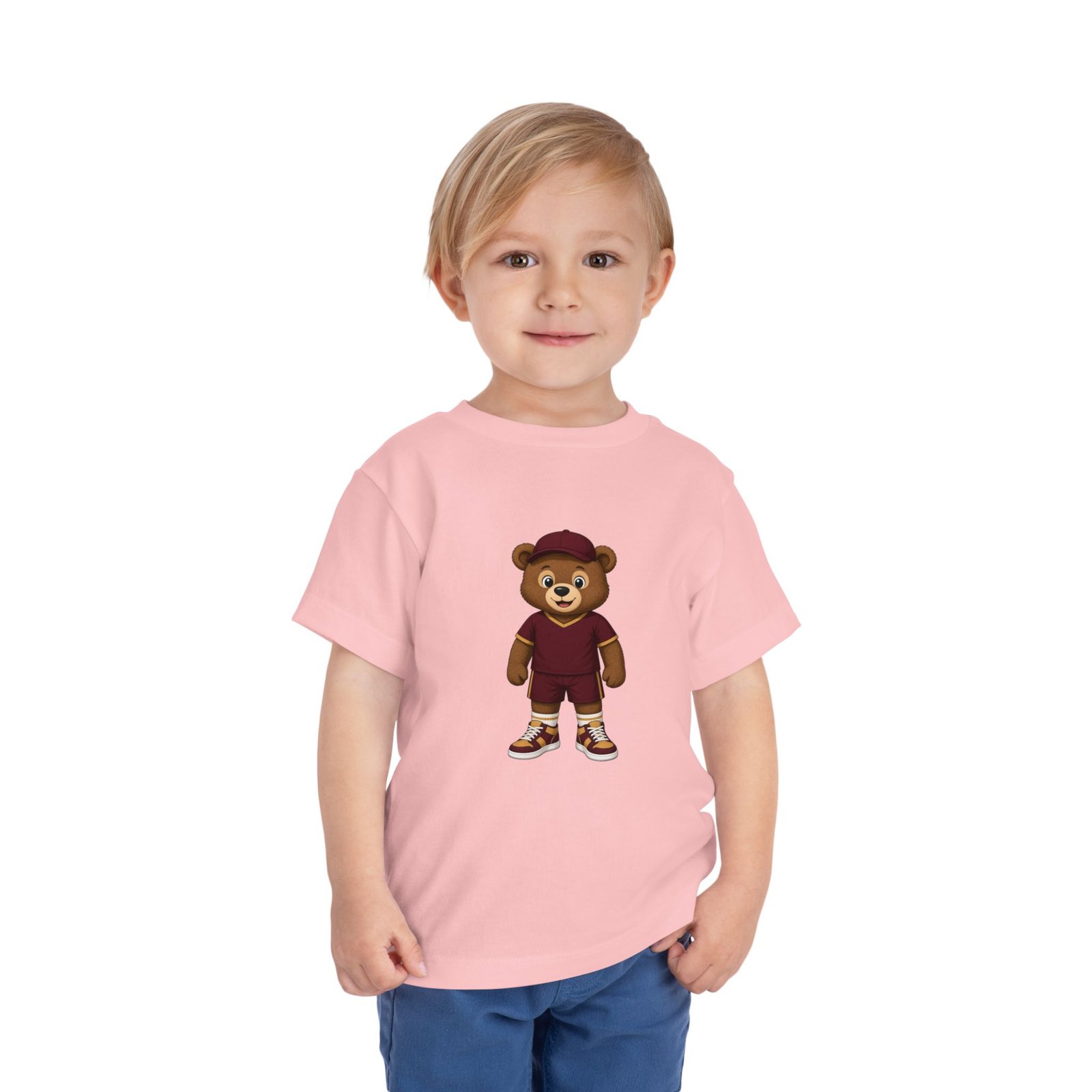Washington Football Teddy Bear Kids T Shirt | Red Gold Football Bear Tee | Kids Football Fan Shirt | Toddler (2T–5/6T) - Image 2