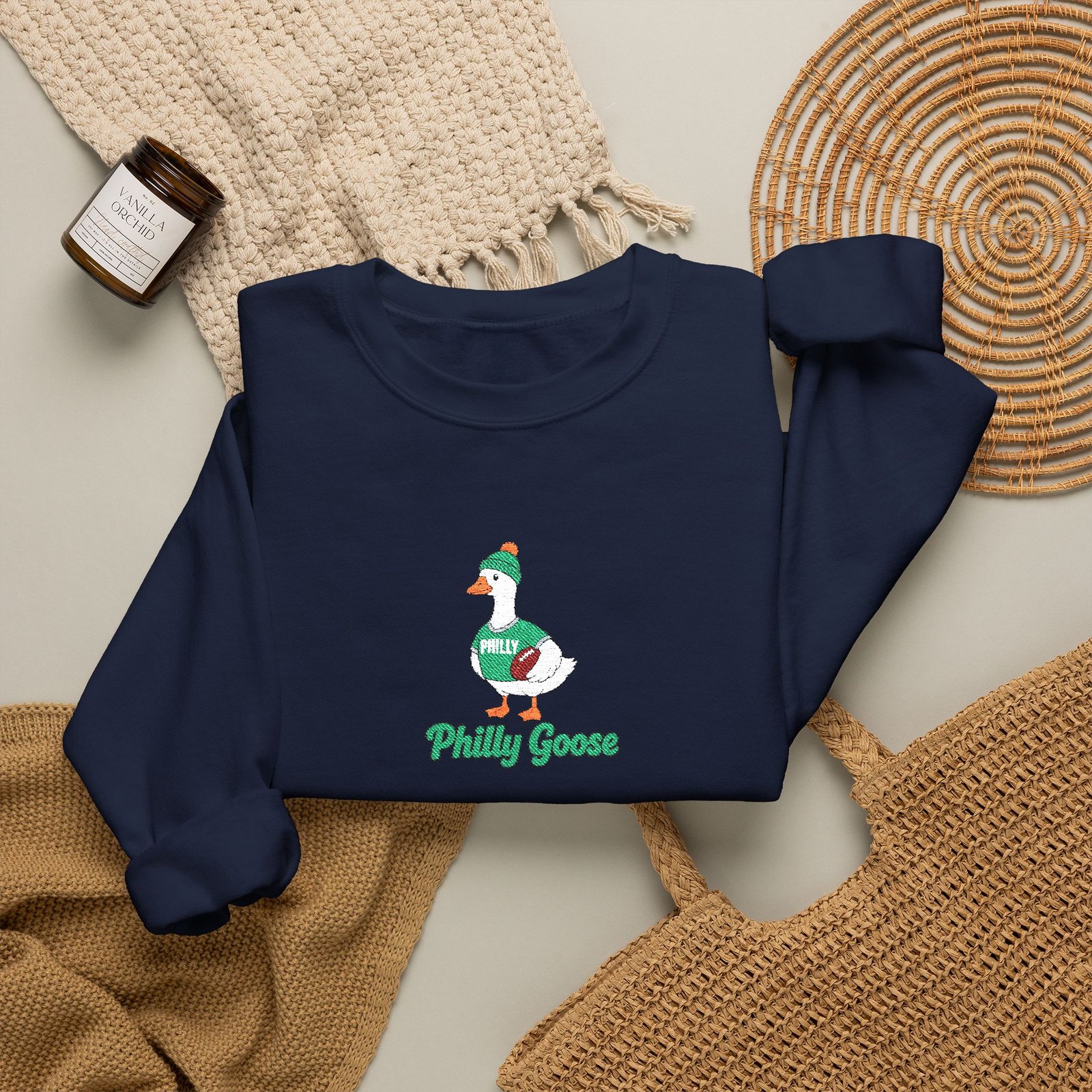 Philly Goose Embroidered Sweatshirt – Philadelphia Football Crewneck, Funny Goose Game Day Pullover, Cozy Green Philly Fan Gift for Men & Women - Image 66