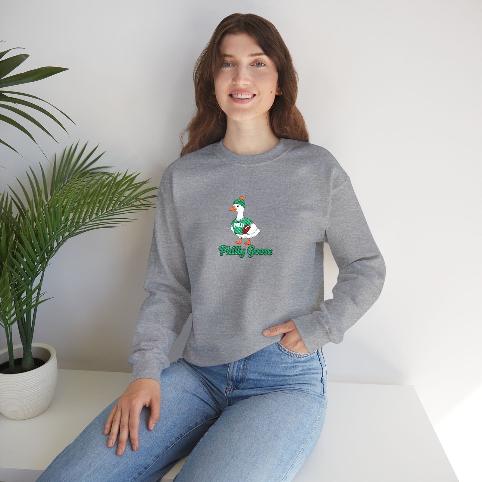 Philly Goose Embroidered Sweatshirt – Philadelphia Football Crewneck, Funny Goose Game Day Pullover, Cozy Green Philly Fan Gift for Men & Women - Image 41