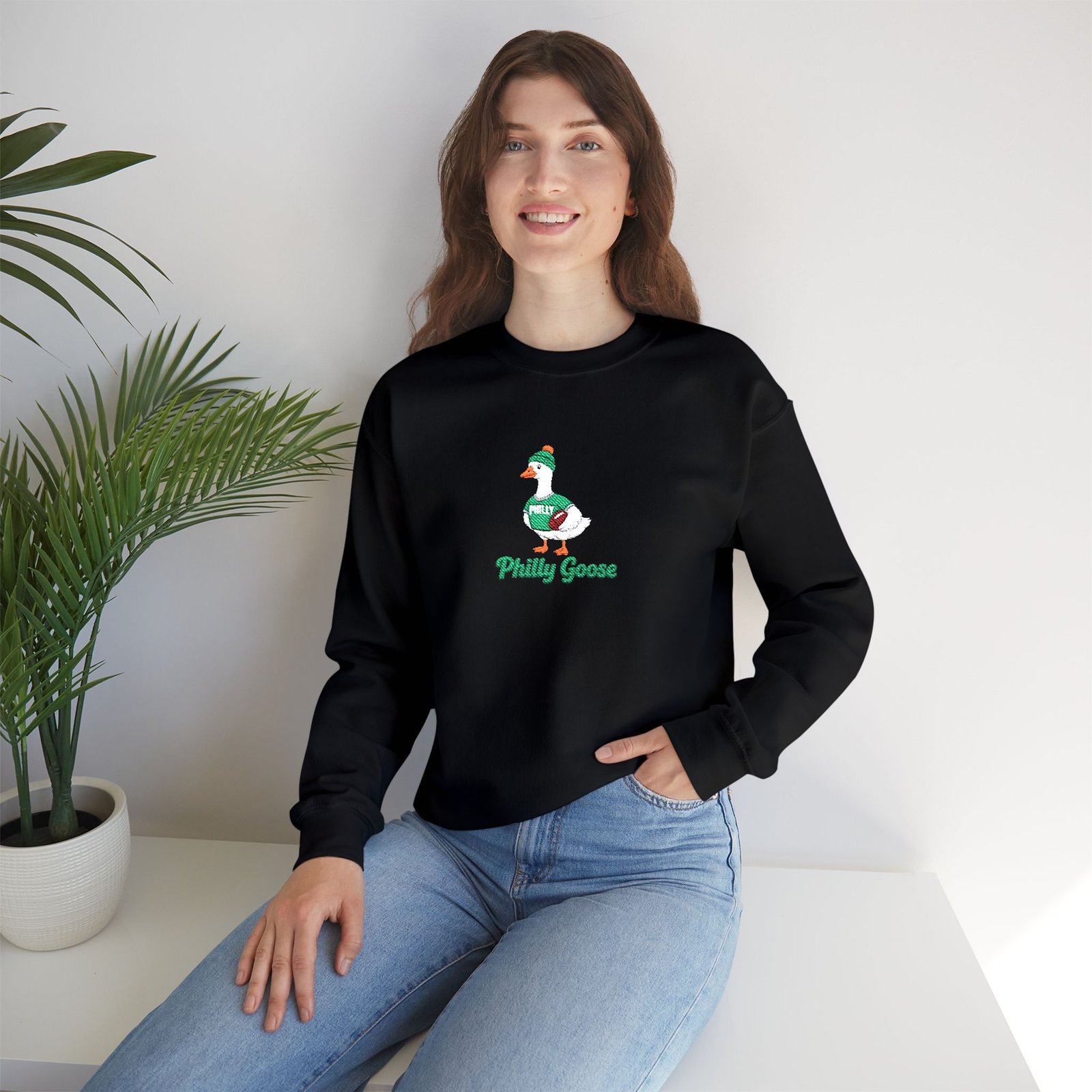 Philly Goose Embroidered Sweatshirt – Philadelphia Football Crewneck, Funny Goose Game Day Pullover, Cozy Green Philly Fan Gift for Men & Women - Image 27