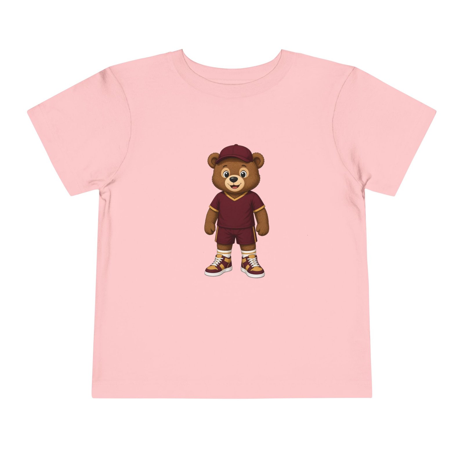 Washington Football Teddy Bear Kids T Shirt | Red Gold Football Bear Tee | Kids Football Fan Shirt | Toddler (2T–5/6T)