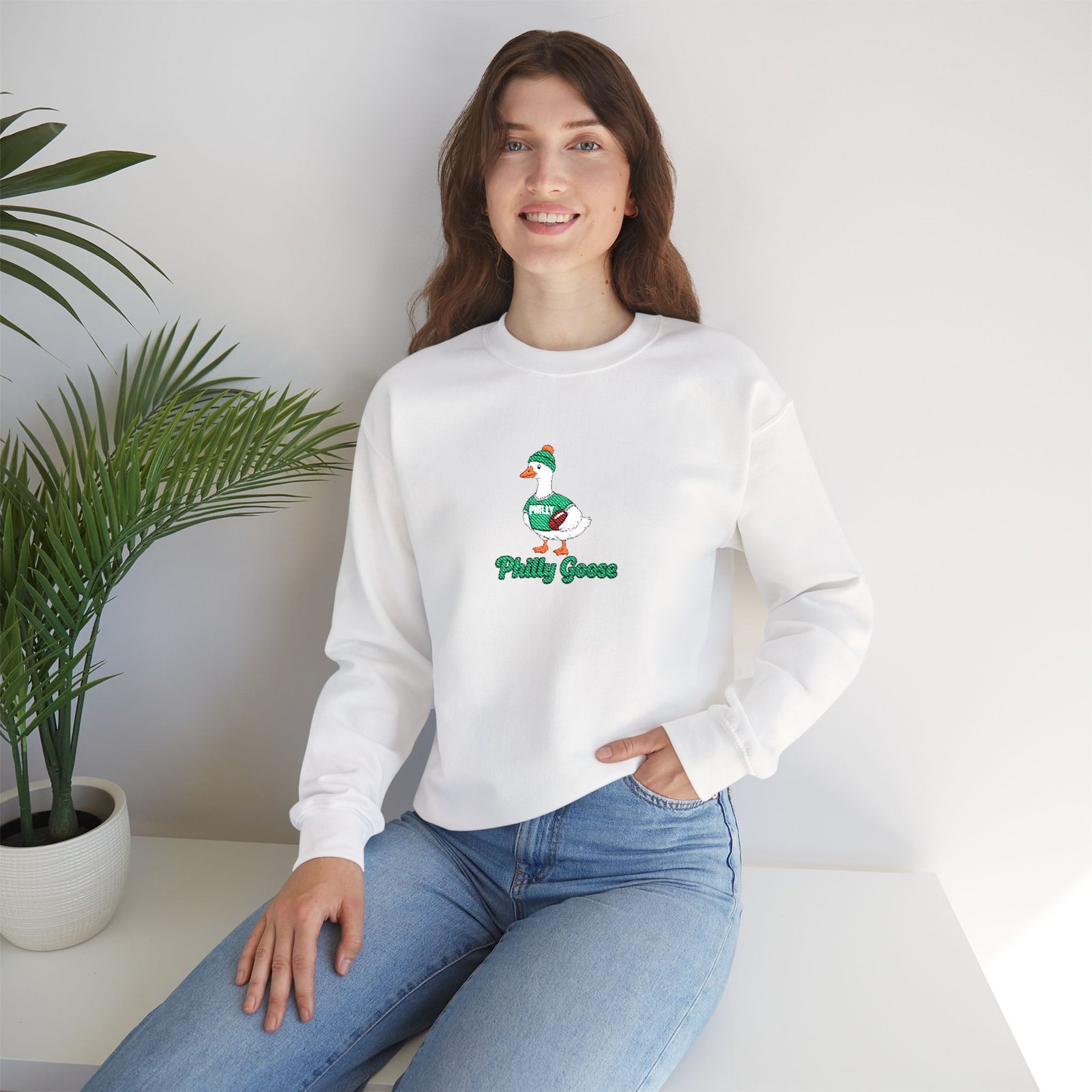 Philly Goose Embroidered Sweatshirt – Philadelphia Football Crewneck, Funny Goose Game Day Pullover, Cozy Green Philly Fan Gift for Men & Women - Image 13