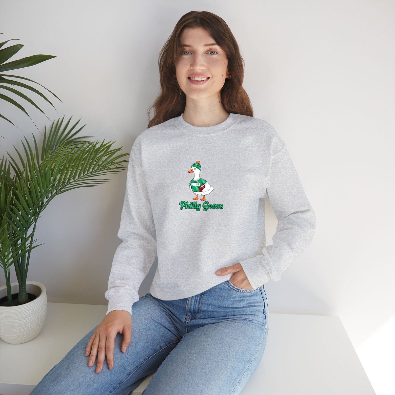 Philly Goose Embroidered Sweatshirt – Philadelphia Football Crewneck, Funny Goose Game Day Pullover, Cozy Green Philly Fan Gift for Men & Women - Image 20