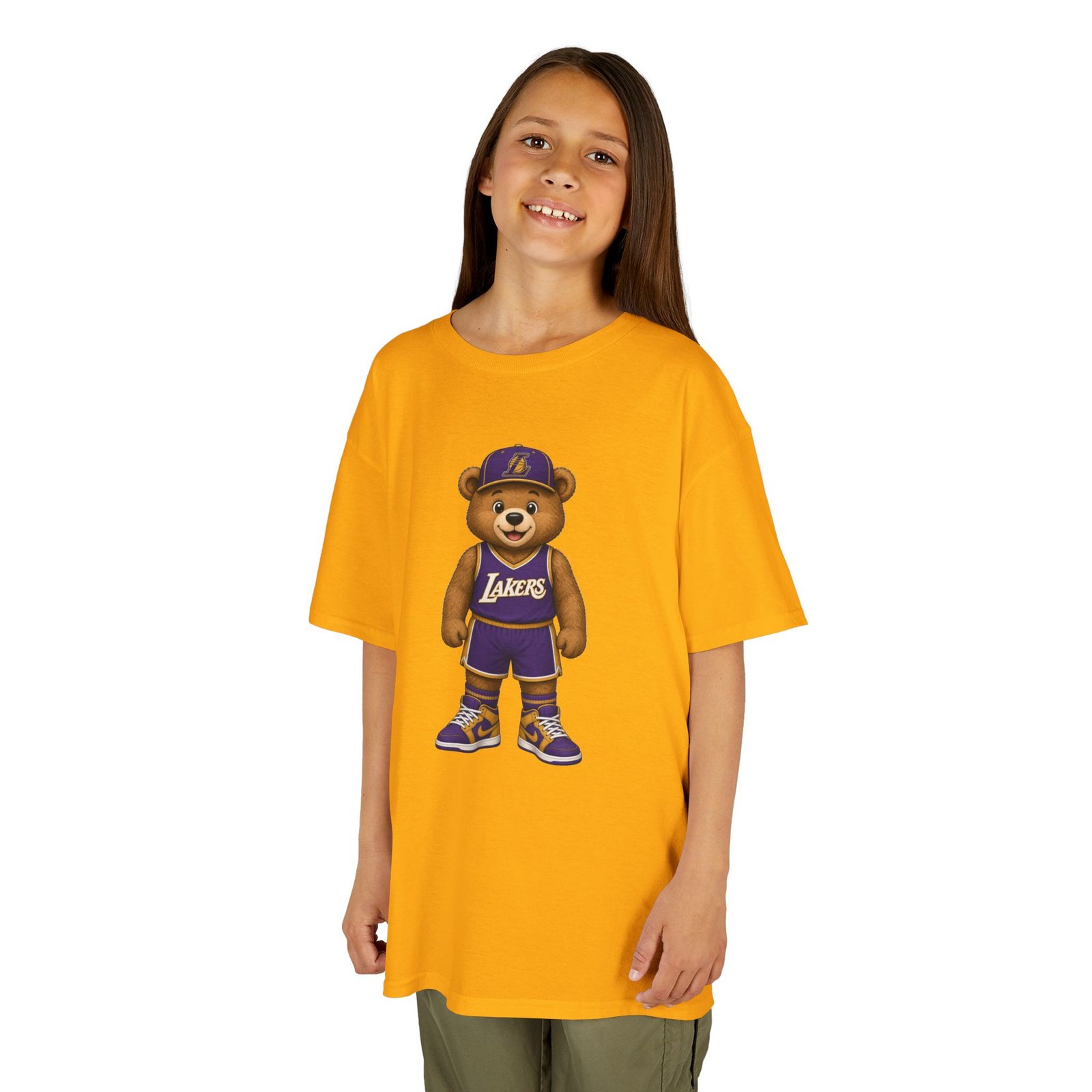 Lakers Teddy Bear Kids T Shirt | Los Angeles Basketball Shirt | Cute Bear Tee | Lakers Fan Gift | Kids (XS–XL