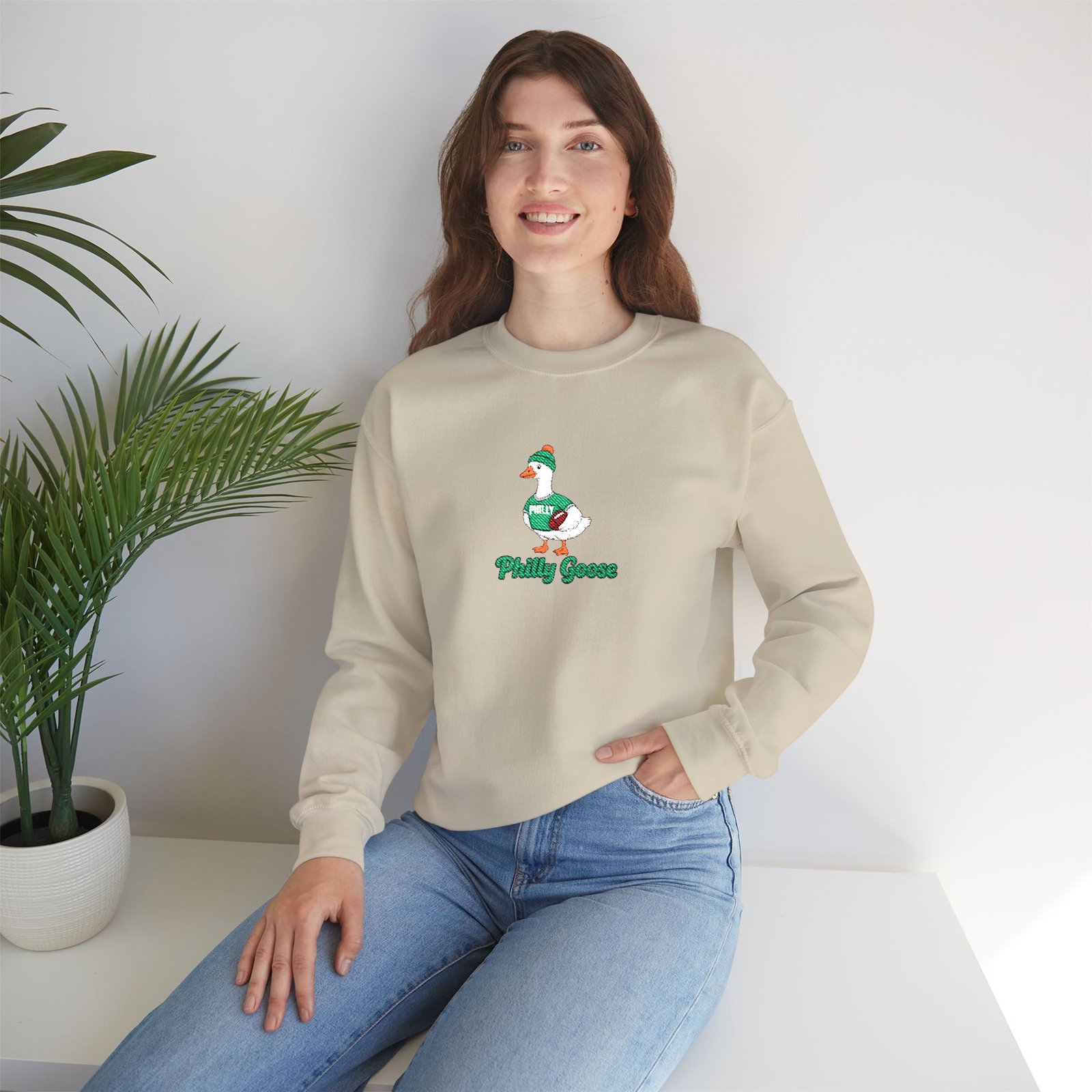 Philly Goose Embroidered Sweatshirt – Philadelphia Football Crewneck, Funny Goose Game Day Pullover, Cozy Green Philly Fan Gift for Men & Women - Image 34