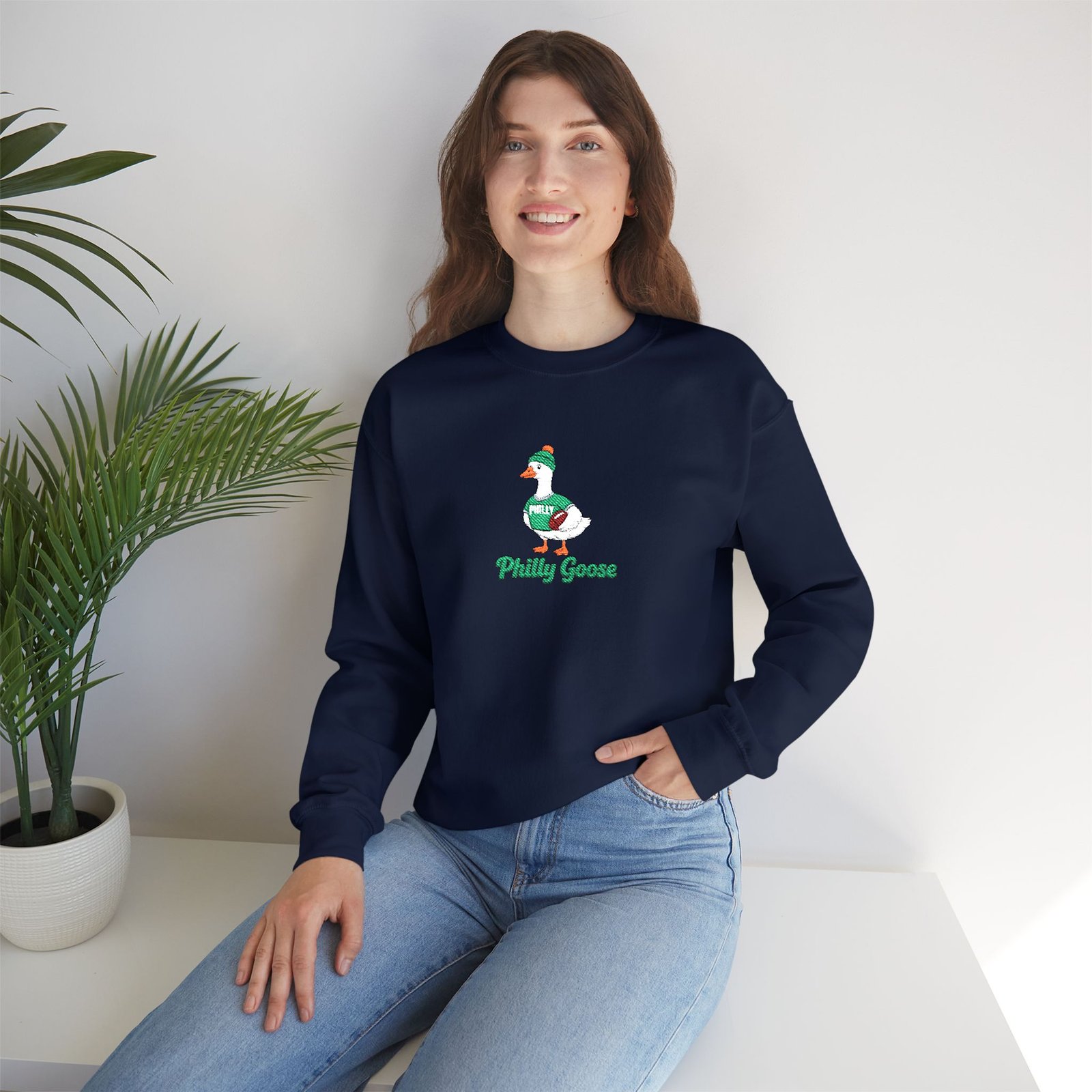 Philly Goose Embroidered Sweatshirt – Philadelphia Football Crewneck, Funny Goose Game Day Pullover, Cozy Green Philly Fan Gift for Men & Women - Image 69