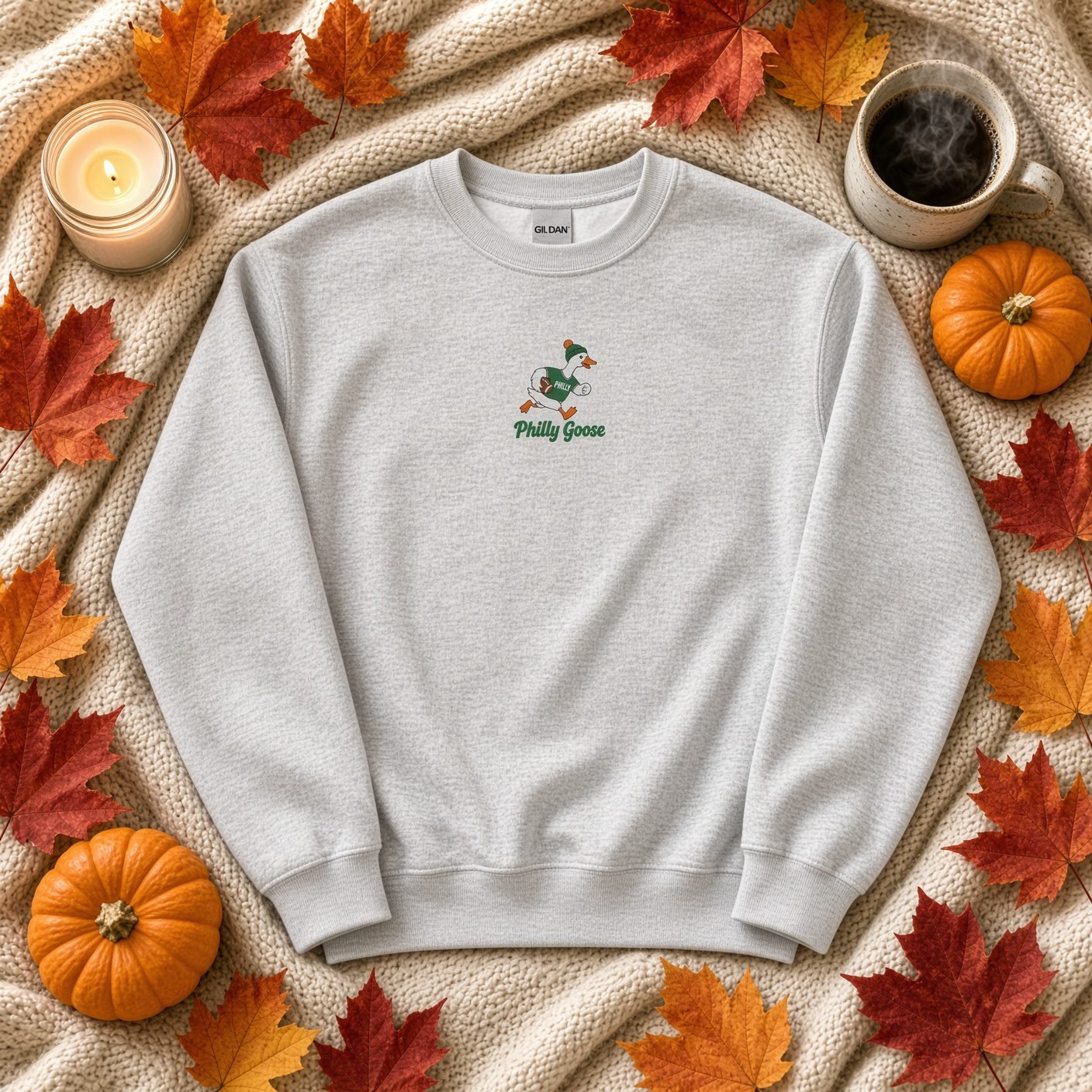 Philly Goose Embroidered Sweatshirt – Philadelphia Football Crewneck, Funny Goose Game Day Pullover, Cozy Green Philly Fan Gift for Men & Women - Image 17