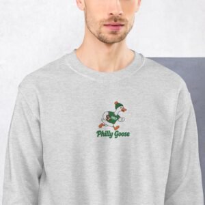 Alternative view of Philly Goose Embroidered Sweatshirt – Philadelphia Football Crewneck, Funny Goose Game Day Pullover, Cozy Green Philly Fan Gift for Men & Women