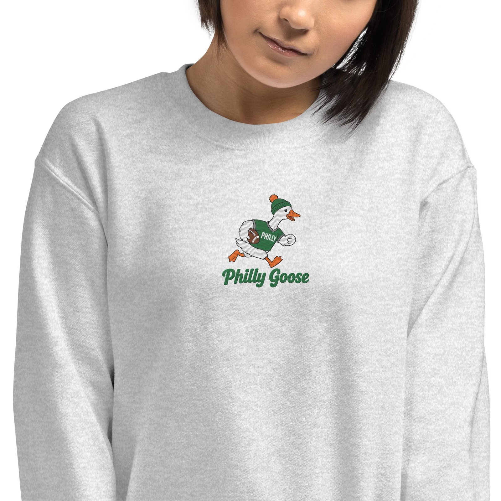 Philly Goose Embroidered Sweatshirt – Philadelphia Football Crewneck, Funny Goose Game Day Pullover, Cozy Green Philly Fan Gift for Men & Women - Image 4