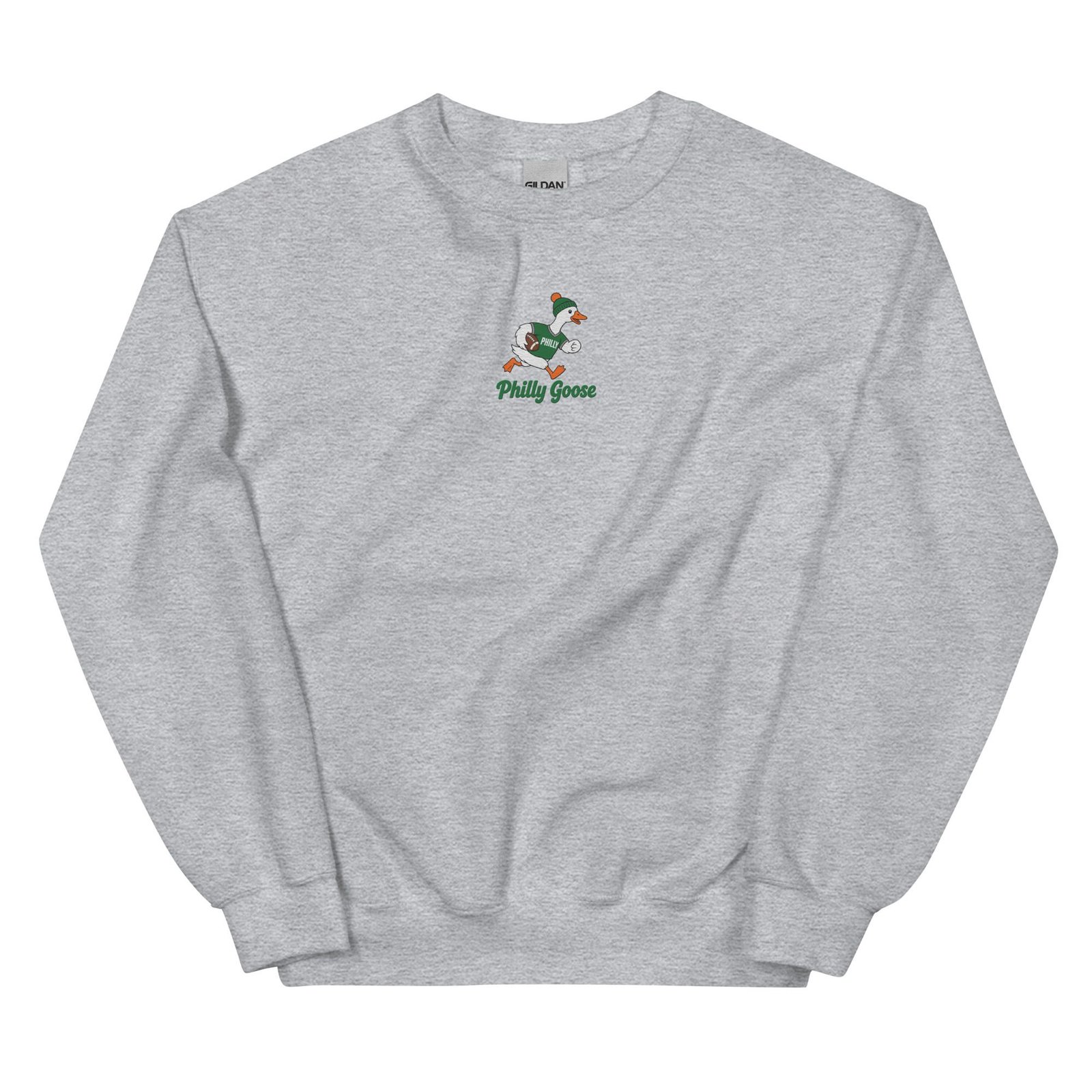Philly Goose Embroidered Sweatshirt – Philadelphia Football Crewneck, Funny Goose Game Day Pullover, Cozy Green Philly Fan Gift for Men & Women