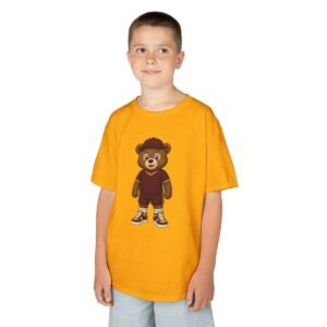 Alternative view of Washington Football Teddy Bear Kids T Shirt | Red Gold Football Bear Tee | Kids Football Fan Shirt | Cute Sports Gift | Game Day Kids Tee